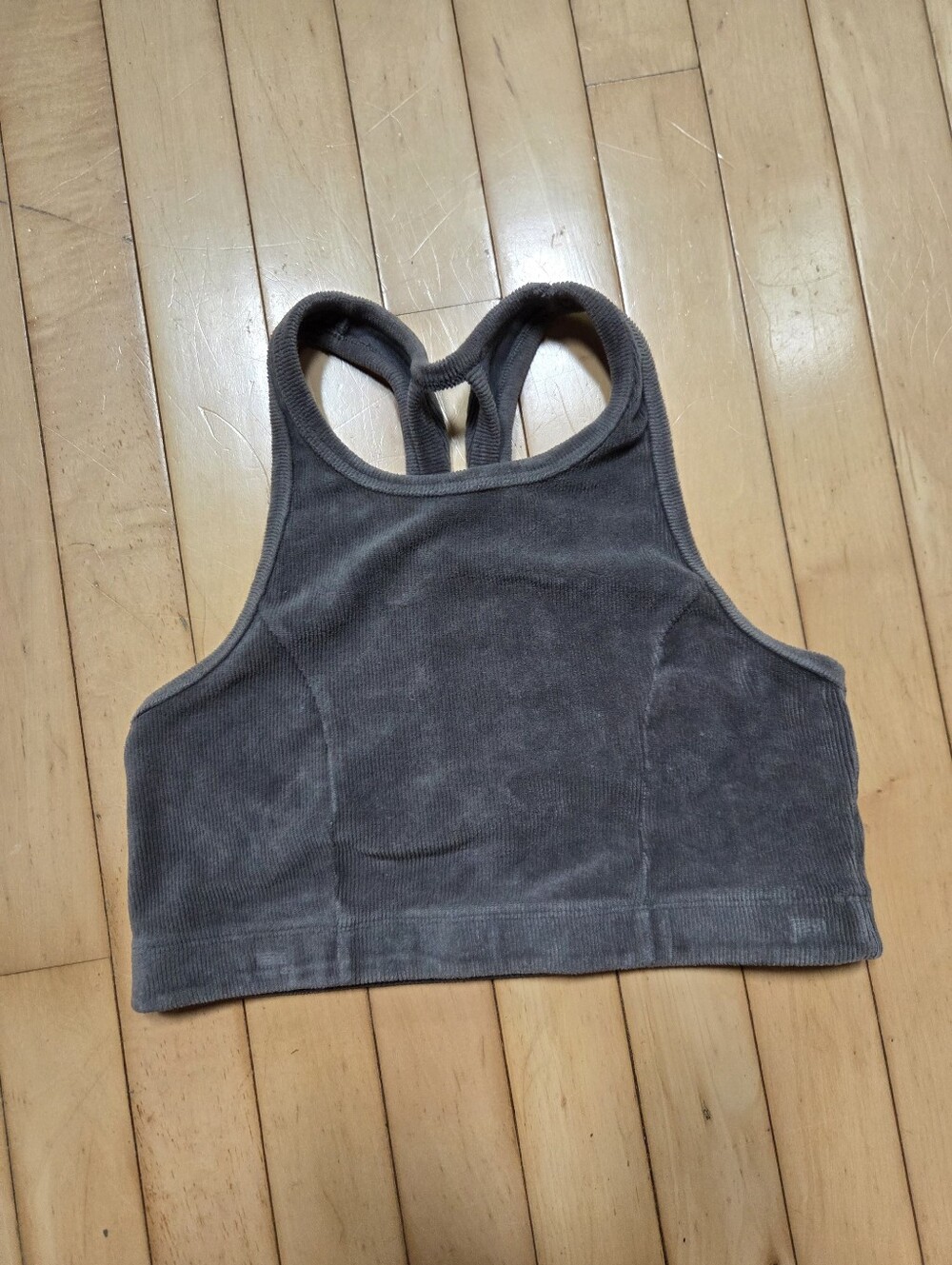 aerie Charcoal Velvet Crop Tank Top